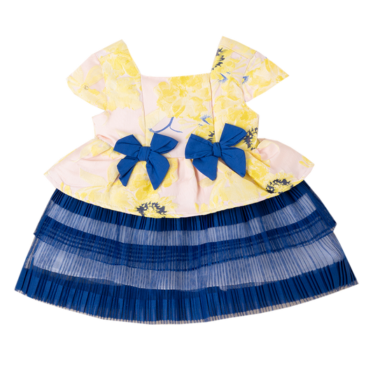 Floral Jacquard Peplum Spanish Bow Dress 6-30M
